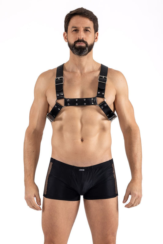 Harnais homme simili cuir avec sangles croisées dans le dos · Look Me