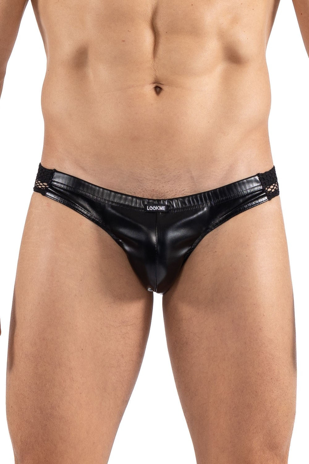 Slip noir Black Desire en simili cuir