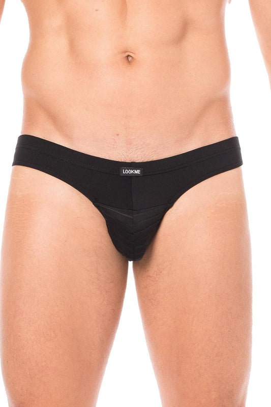 Slip noir rayé opaque et transparent