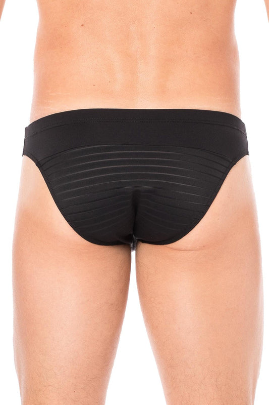 Slip noir rayé opaque et transparent