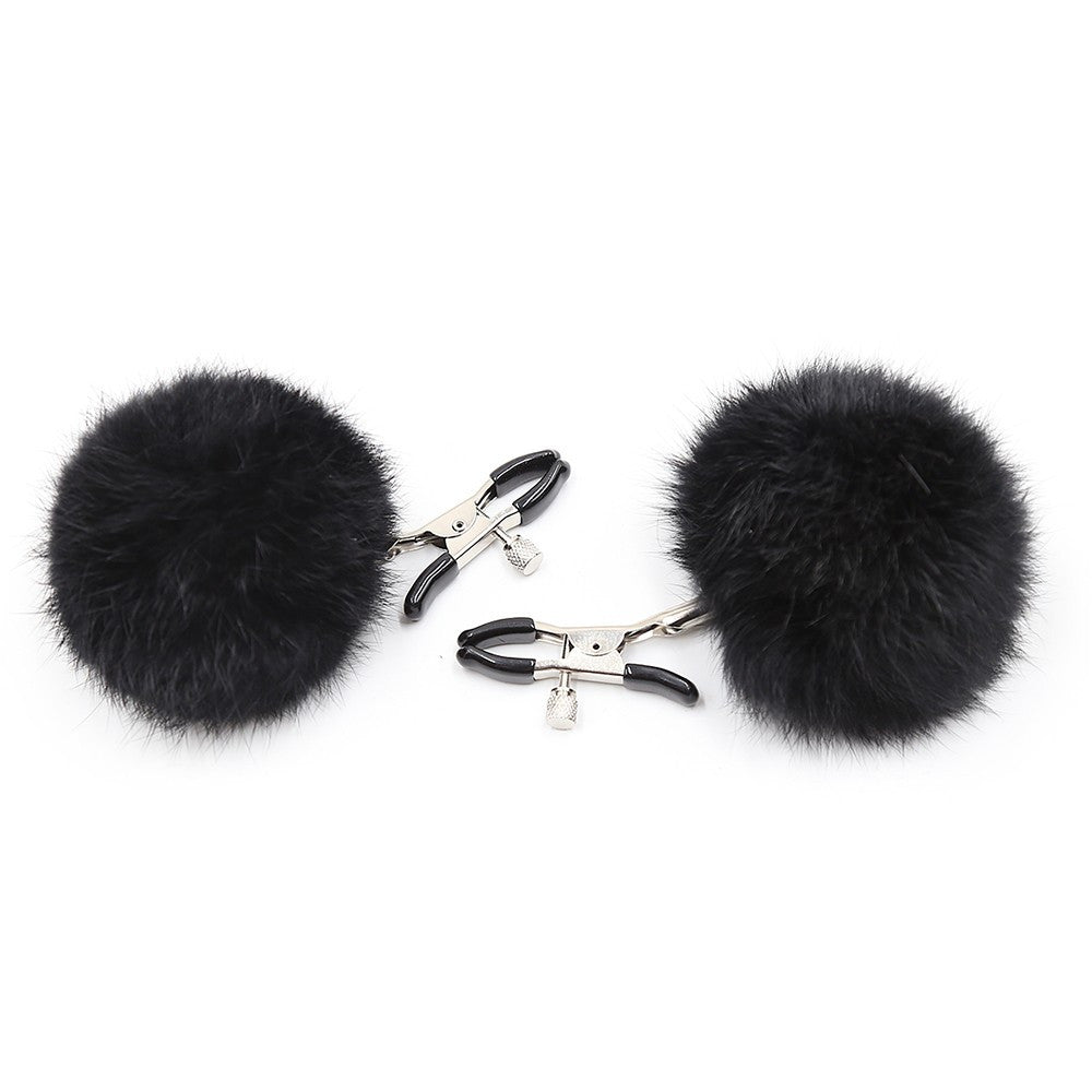 Pinces à seins avec pompoms noires
