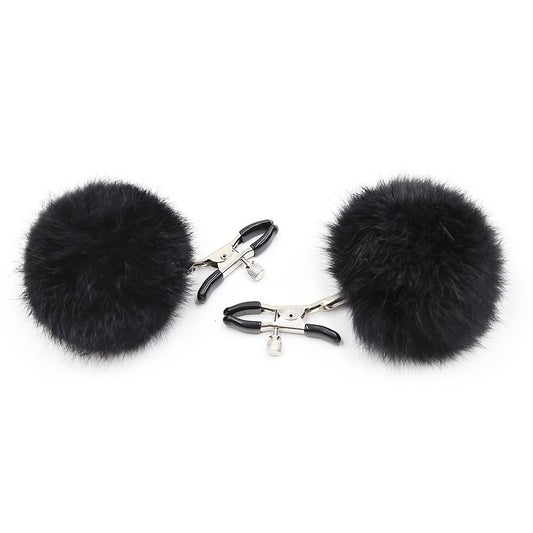 Pinces à seins avec pompoms noires