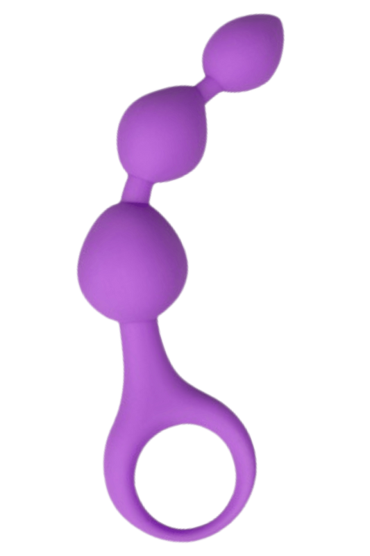 Chapelet anal 3 boules violet silicone 15 cm dosette lubrifiant