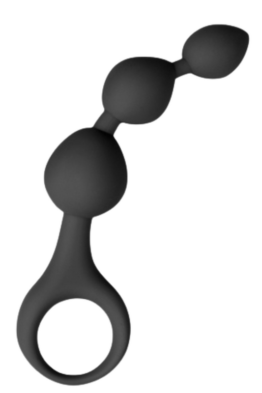 Chapelet anal 3 boules noir silicone 15 cm dosette lubrifiant