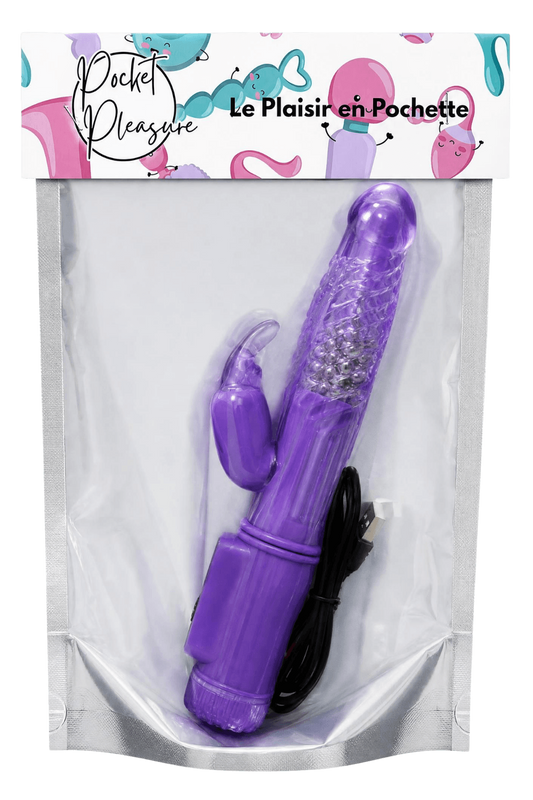Vibromasseur Rabbit Violet Rotation Vibration 36 Modes 1 dosette de lubrifiant · Pocket Pleasure · vue 2