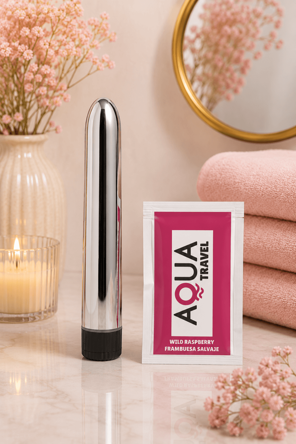Vibromasseur Classique Argenté 1 dosette de lubrifiant