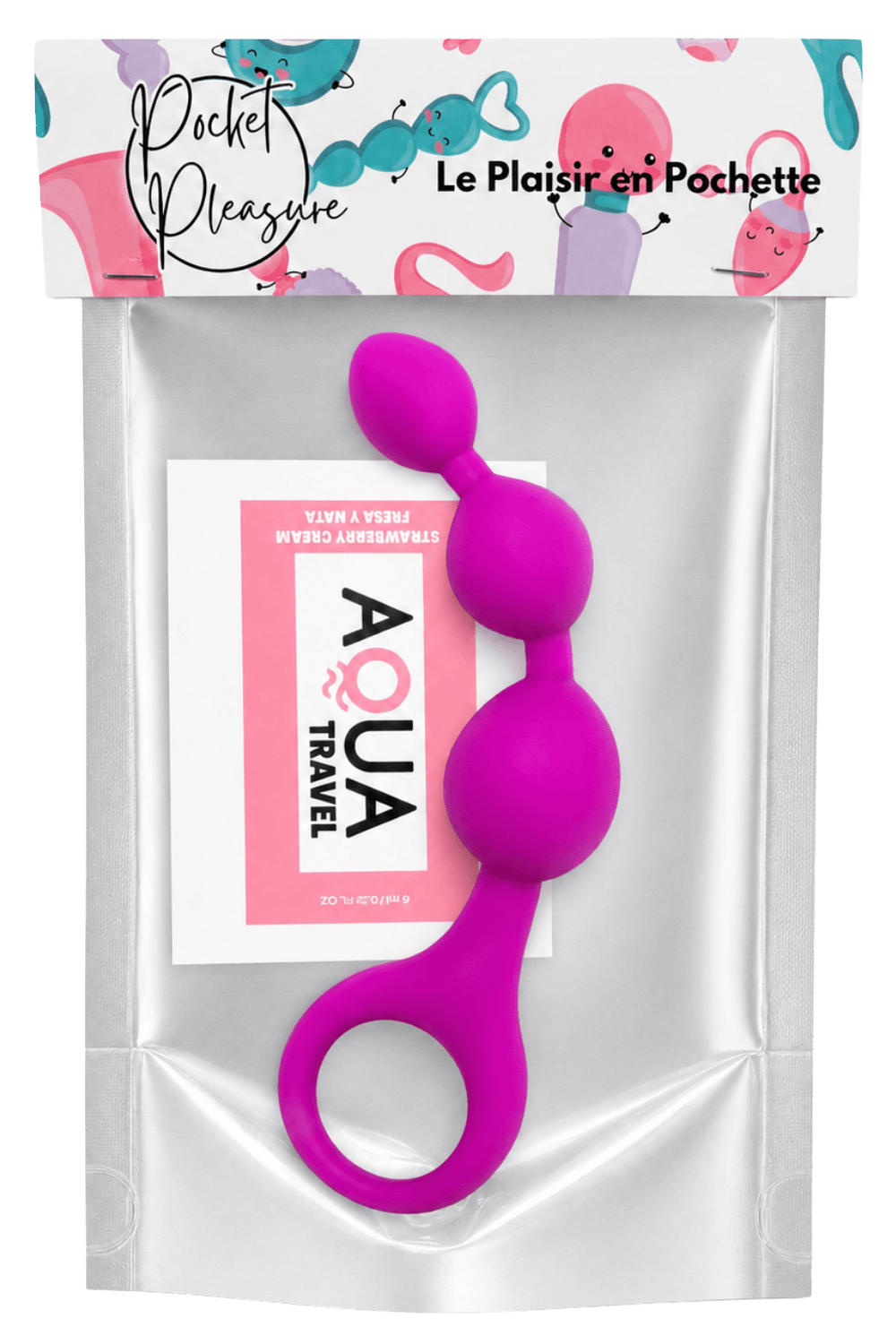 Chapelet Anal 3 Boules Fuchsia Silicone 1 dosette de lubrifiant