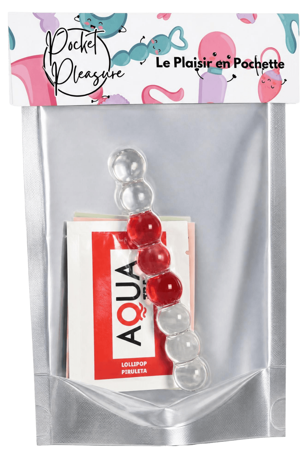 Chapelet Anal en Verre Transparent 1 dosette de lubrifiant