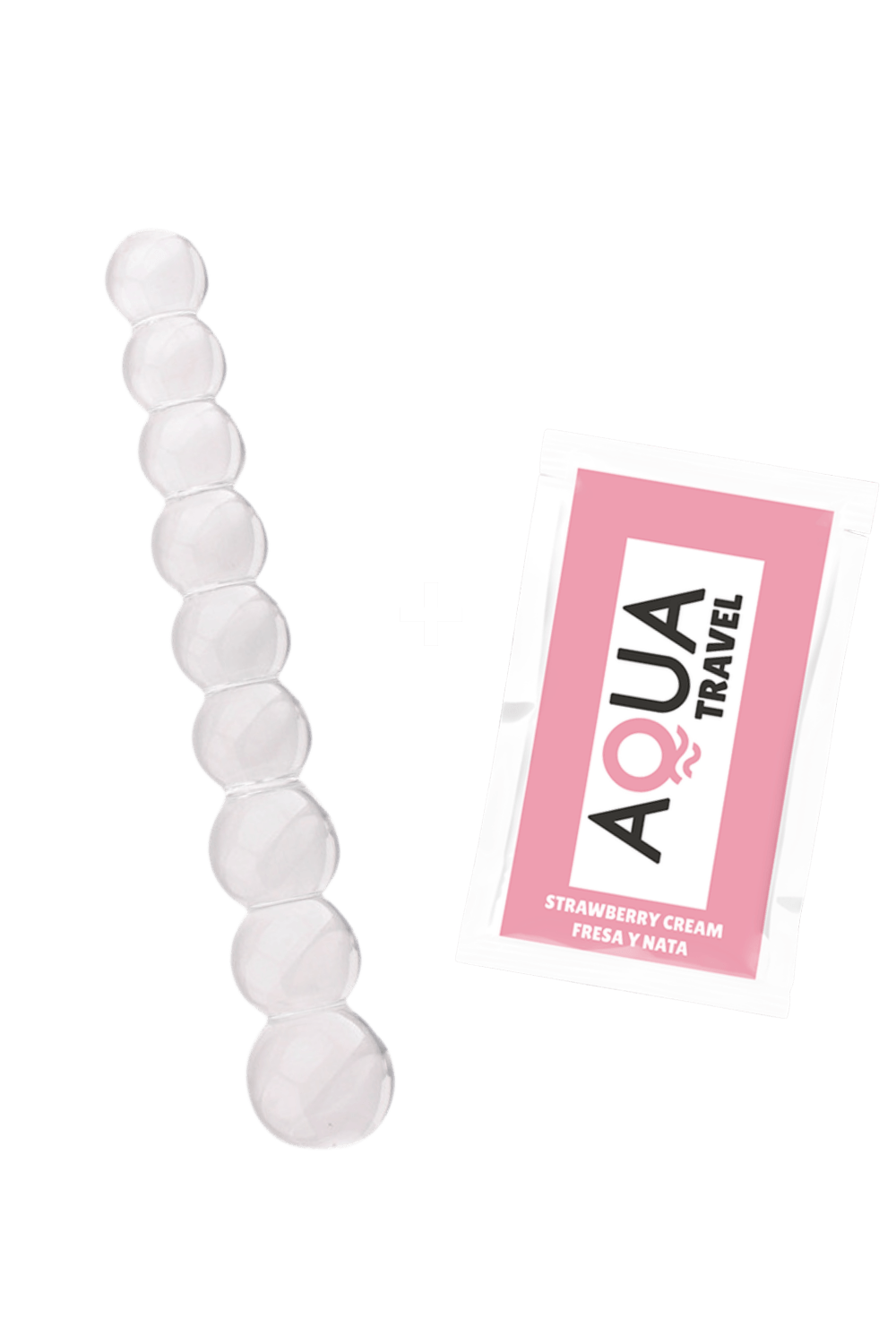 Chapelet Anal en Verre Transparent 1 dosette de lubrifiant