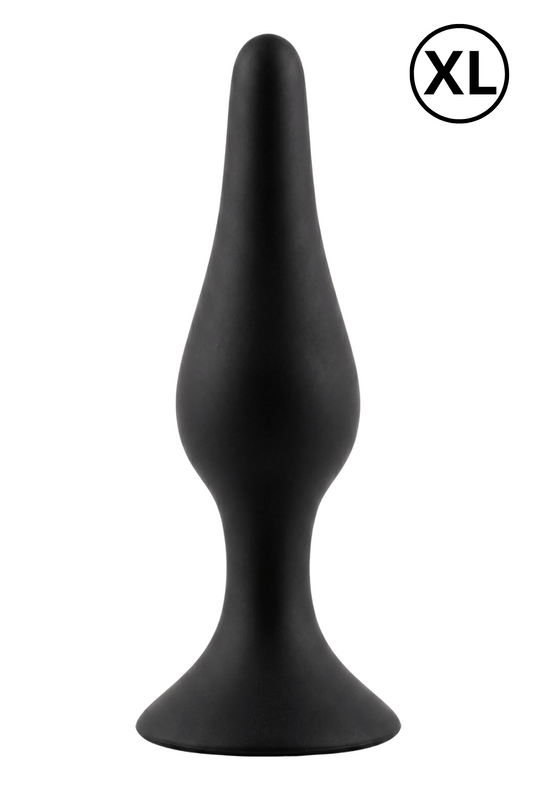 Plug Anal Noir en Silicone XL avec Ventouse Taille XL 15 cm dosette de lubrifiant