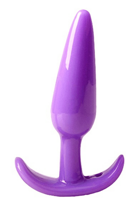 Plug anal violet souple base évasée dosette de lubrifiant