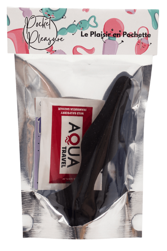 Plug Anal Noir en Silicone L avec Ventouse Taille L 12,7 cm dosette de lubrifiant