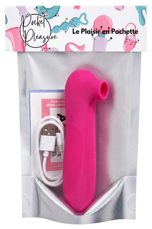 Stimulateur Clitoridien Vibrant Sans Contact Rose 1 dosette de lubrifiant