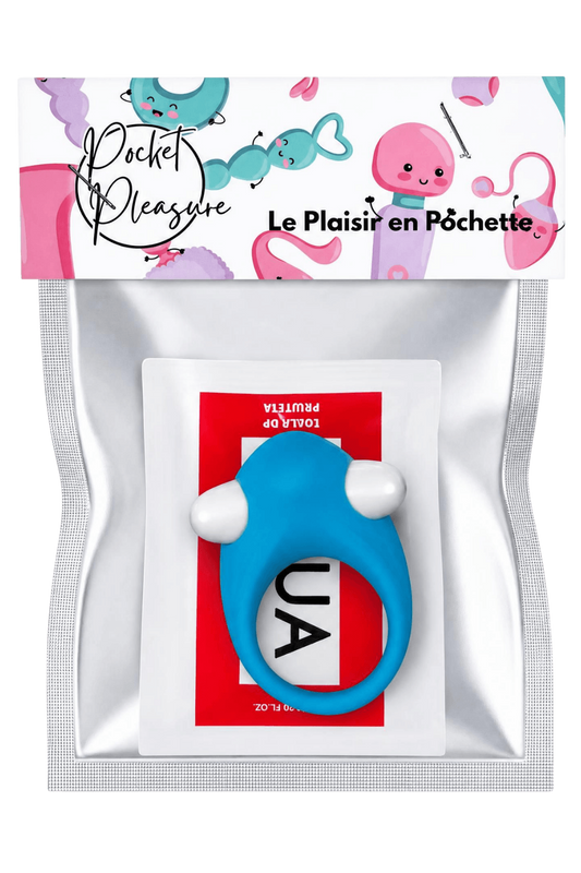 Cockring Vibrant Dauphin Bleu 1 dosette de lubrifiant
