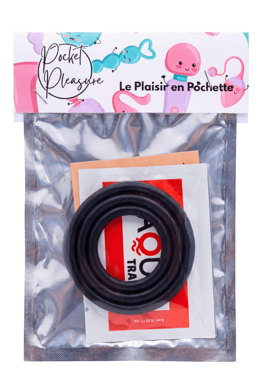 Trio d'Anneaux Péniens Silicone Noir dosette de lubrifiant