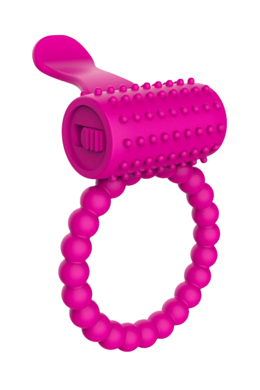 Anneau rose vibrant silicone avec langue picot dosette de lubrifiant
