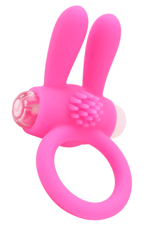 Anneau Vibrant Rabbit Rose Silicone 1 dosette de lubrifiant