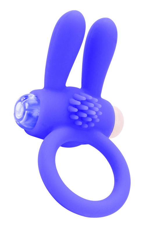 Anneau Vibrant Rabbit Bleu Silicone 1 dosette de lubrifiant