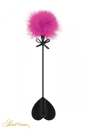 Tapette coeur avec pompon fuchsia