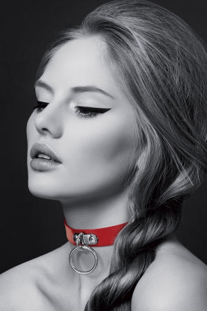 Collier Fetish rouge avec anneau