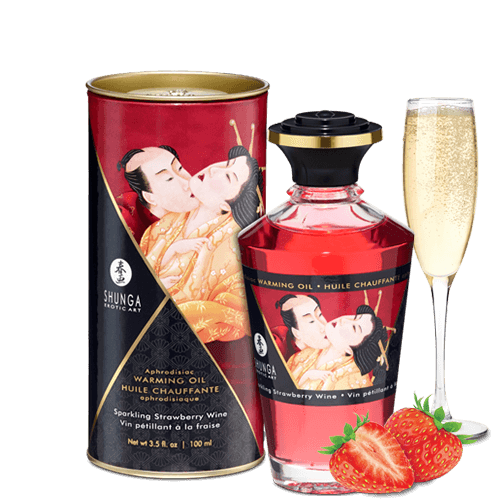 Huile chauffante aphrodisiaque Vin pétillant à la fraise 100ml