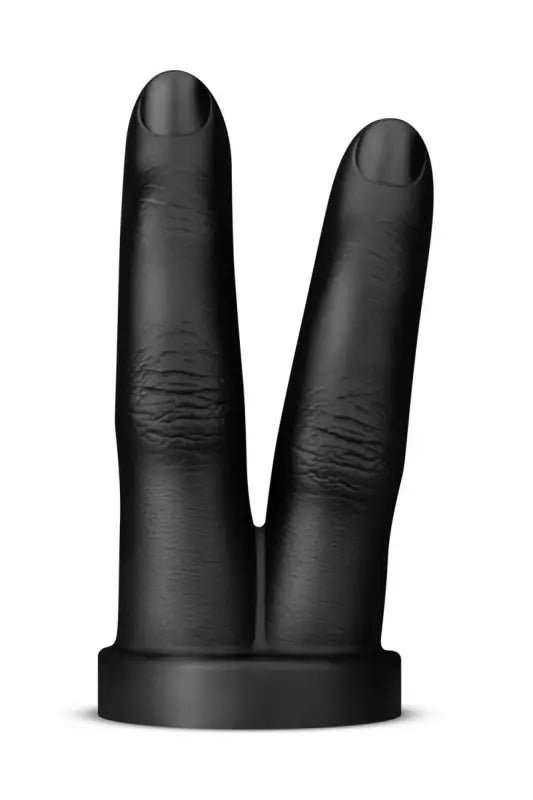 Jouet sexuel noir à deux doigts.