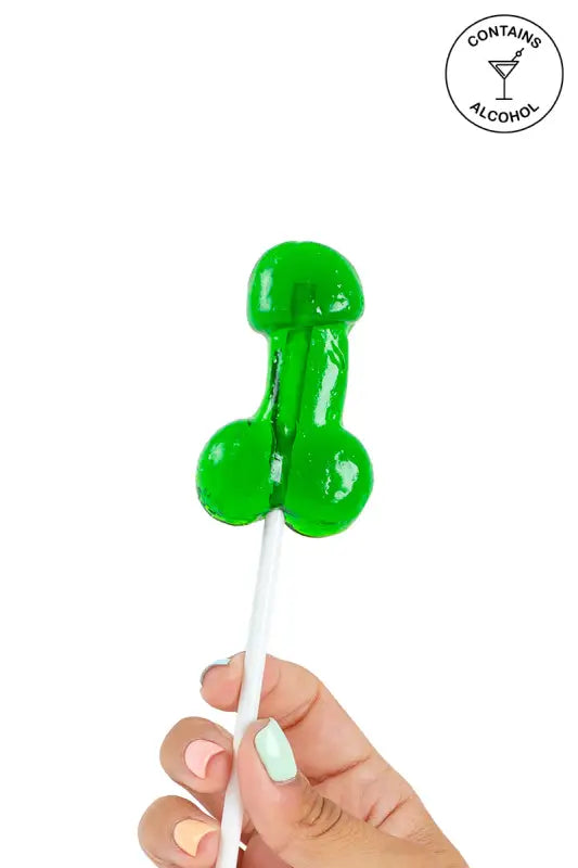 Sucette verte en forme de pénis.