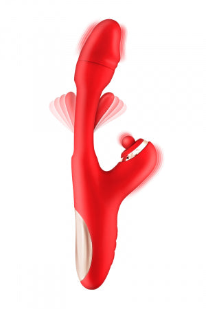 Vibromasseur rabbit 3-en-1 Joyfully rouge · Yoba