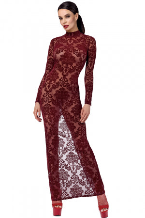 Robe fendue en tulle floqué Kink Royal F383