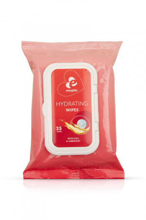 25 lingettes hydratantes avec lubrifiant et huiles