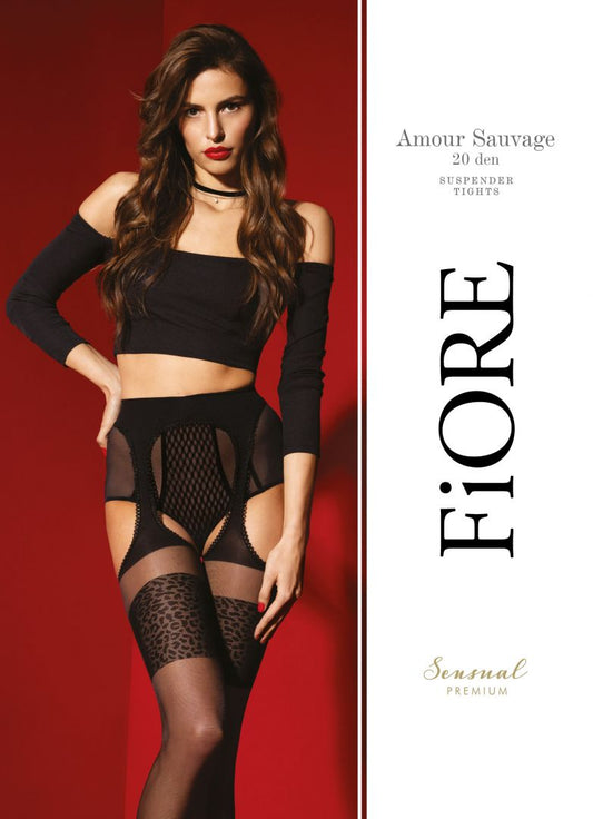 Amour Sauvage Bas jarretelles 20 DEN Noir Qualité premium