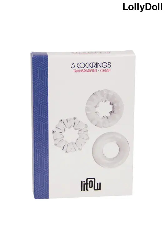 Trois cockrings transparents Litolu pour pimenter vos moments intimes. Exclusivité de la boutique LollyDoll, ces anneaux...