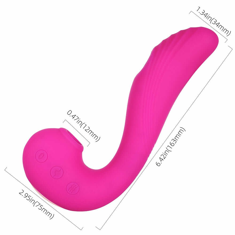 Vibromasseur 3 en 1 rose pour stimulation du point G et du clitoris. Offre une stimulation disponible chez LollyDoll