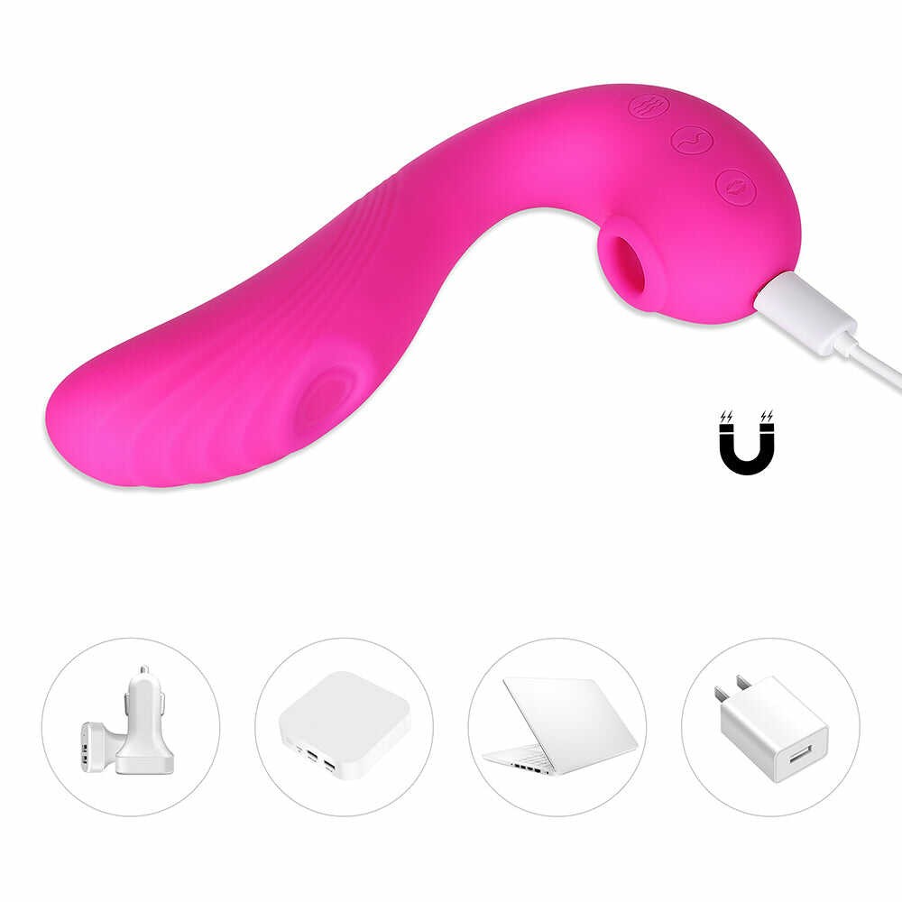 Vibromasseur 3 en 1 pour point G et clitoris rose. Stimulation clitoris et point G, sexe disponible chez LollyDoll