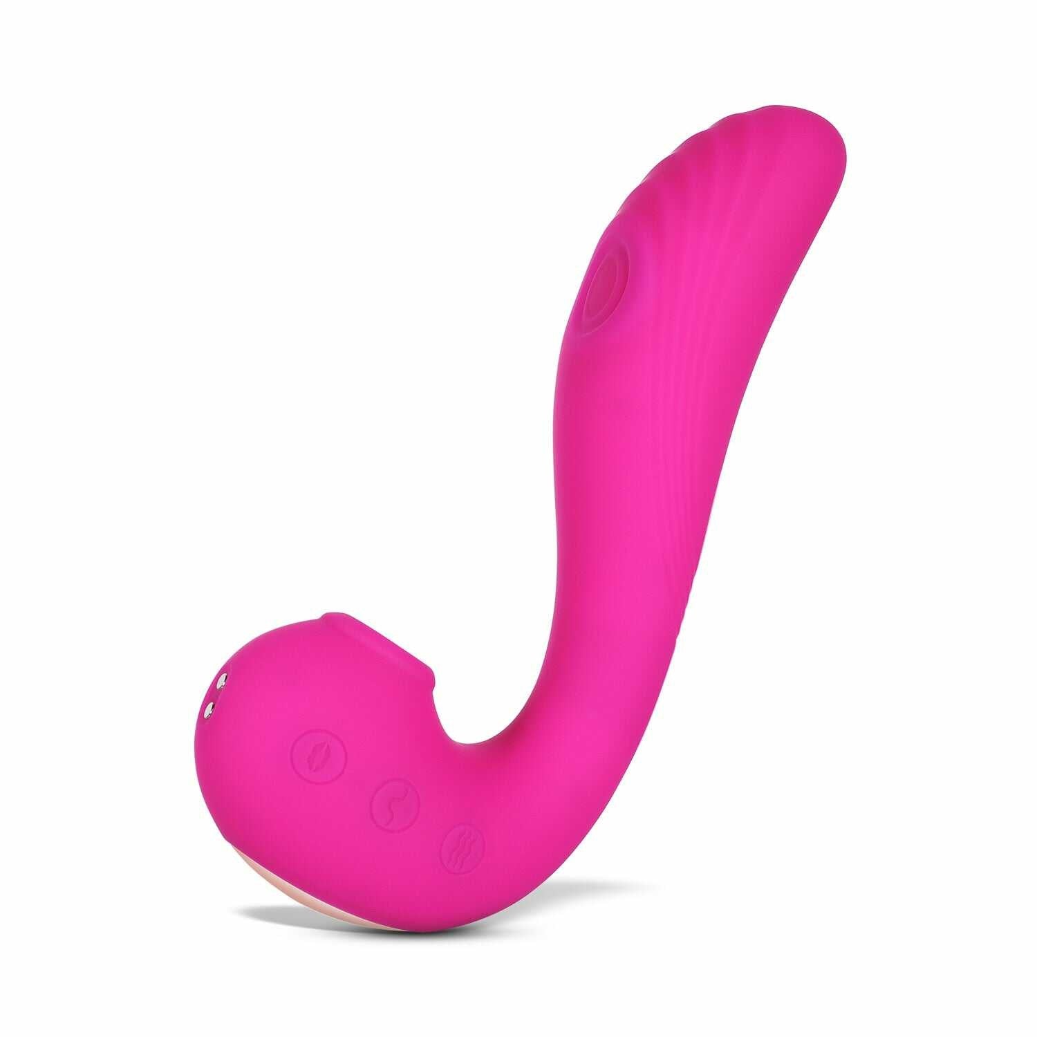 Vibromasseur Angel 3 en 1 pour point G et clitoris rose. Stimulation clitoridienne et point G, disponible chez LollyDoll