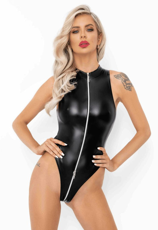 F294 Body Powerwetlook avec fermeture éclair sur le devant