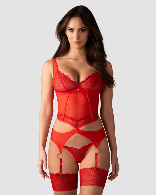 Cupide Desir corset et string Rouge