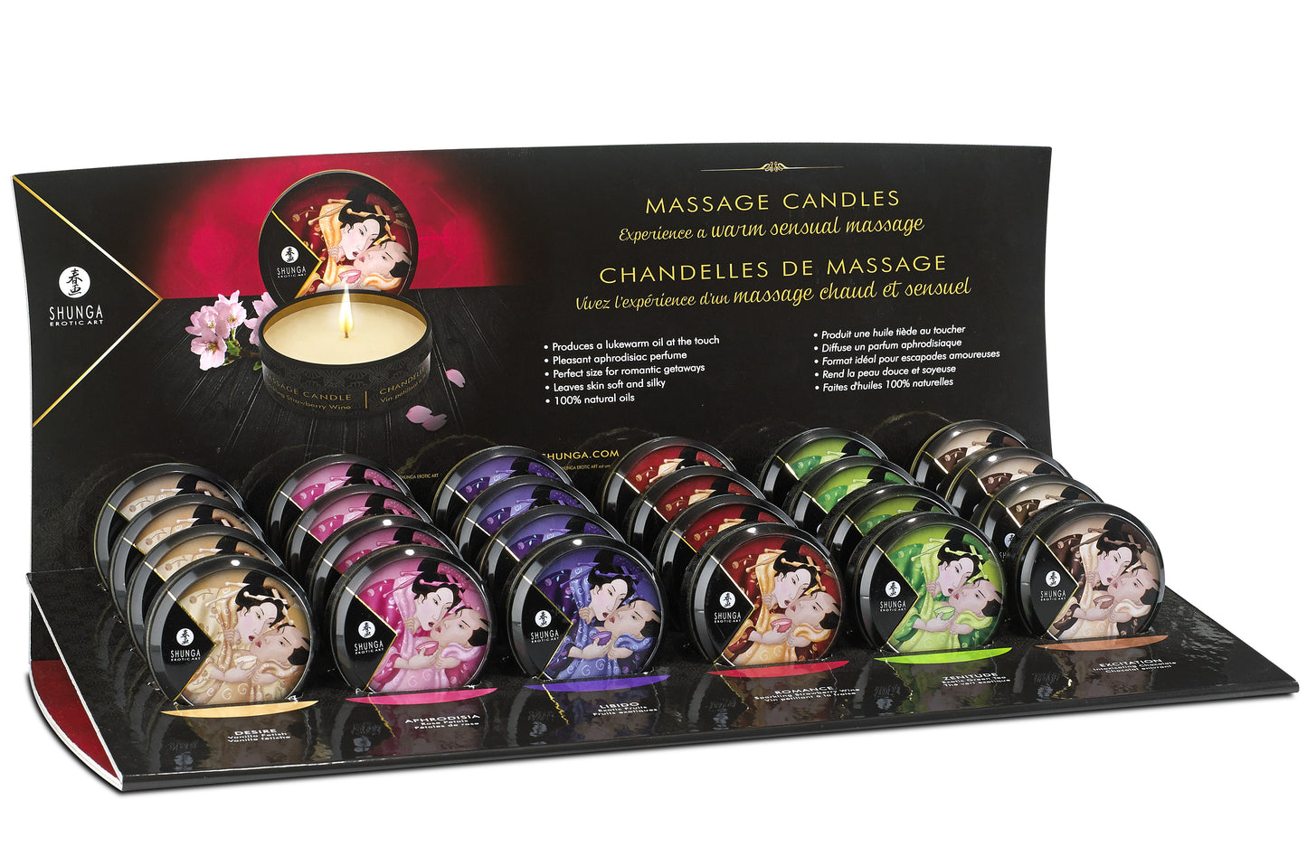 Présentoire mini bougies de massage 24 unités