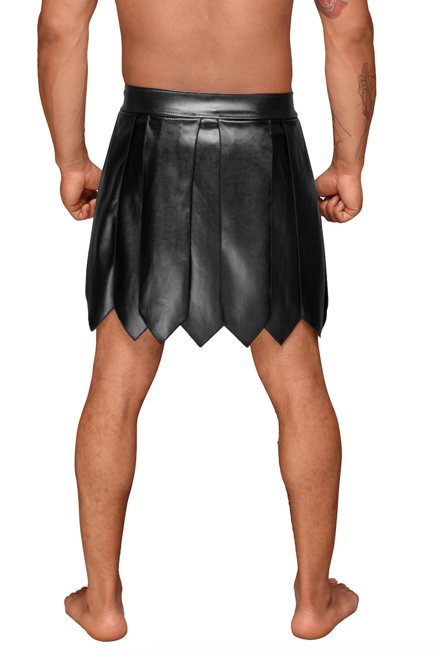 H053 Jupe gladiateur pour homme en cuir écologique avec plis en PVC
