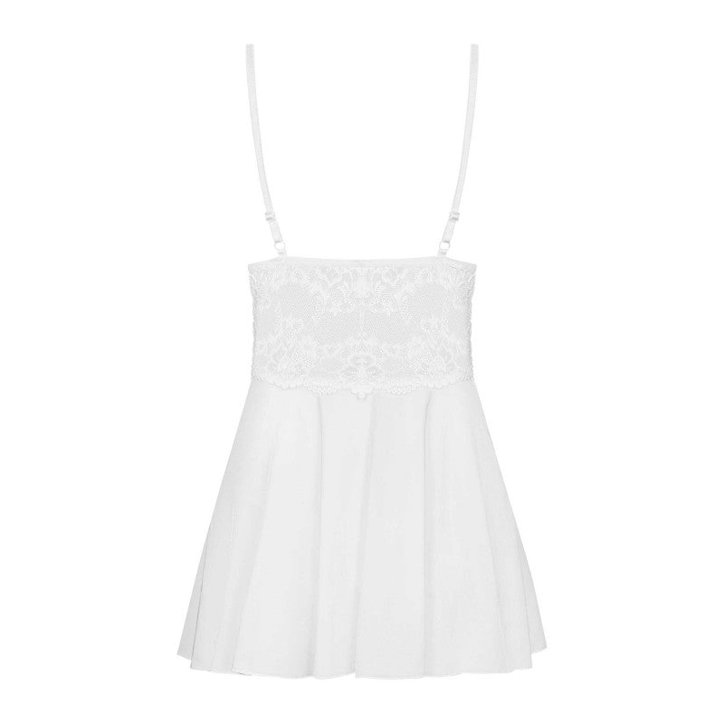 nuisette blanche dentelle avec string assorti silhouette lumineuse