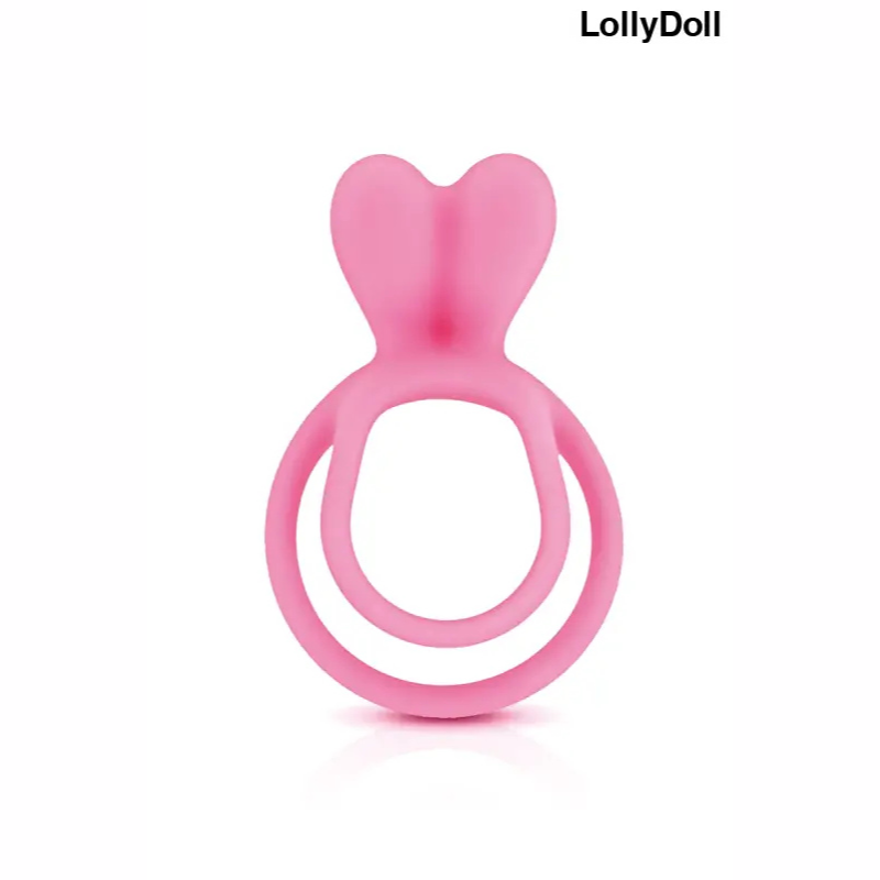 Double Cockring en silicone rose Glamy avec langue pour clitoris disponible sur LOllyDoll