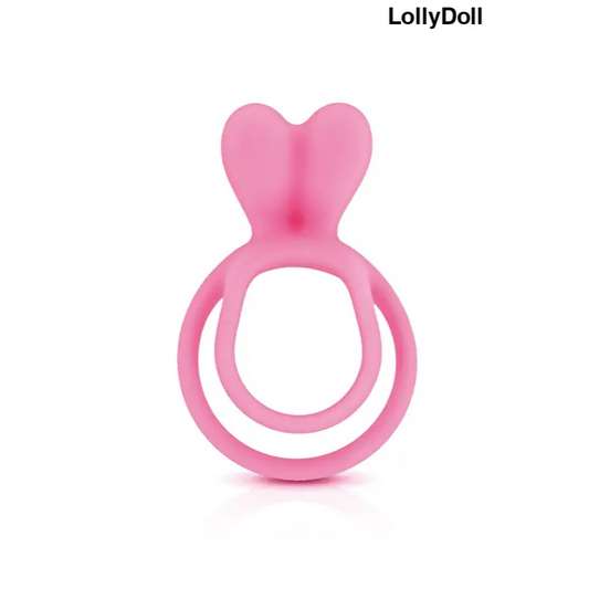 Double Cockring en silicone rose Glamy avec langue pour clitoris disponible sur LOllyDoll