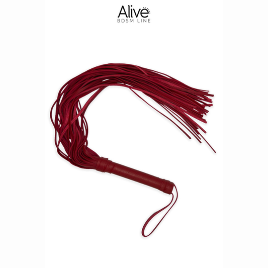 Fouet BDSM Fantasy rouge 40 lanières Alive – vue ensemble
