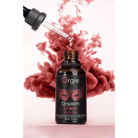 Orgasm Drops Kissable de la marque Orgie, un gel intime d'excitation spécialement conçu pour stimuler et sensibiliser le clitoris disponible chez LollyDoll