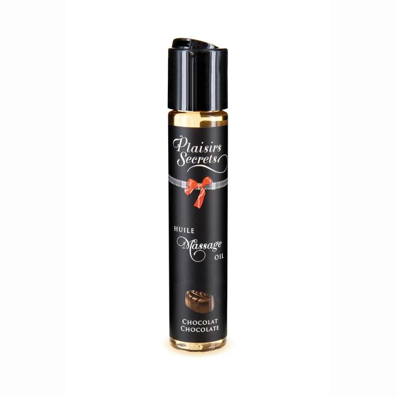 Huile massage gourmande Plaisirs Secrets chocolat bouchon flip-top 100% végétale