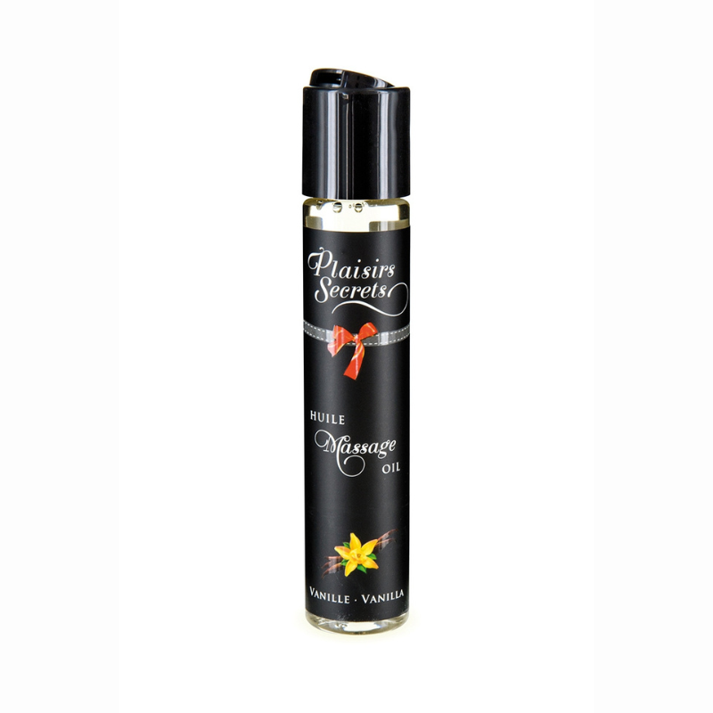 Huile massage gourmande Plaisirs Secrets vanille 59ml comestible flacon LollyDoll