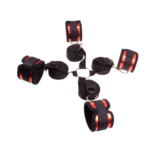 Kit d'attaches de lit réglable noir et rouge, super confortable qui s'adapte aussi bien a toutes les morphologies qu'à toutes sortes de lits