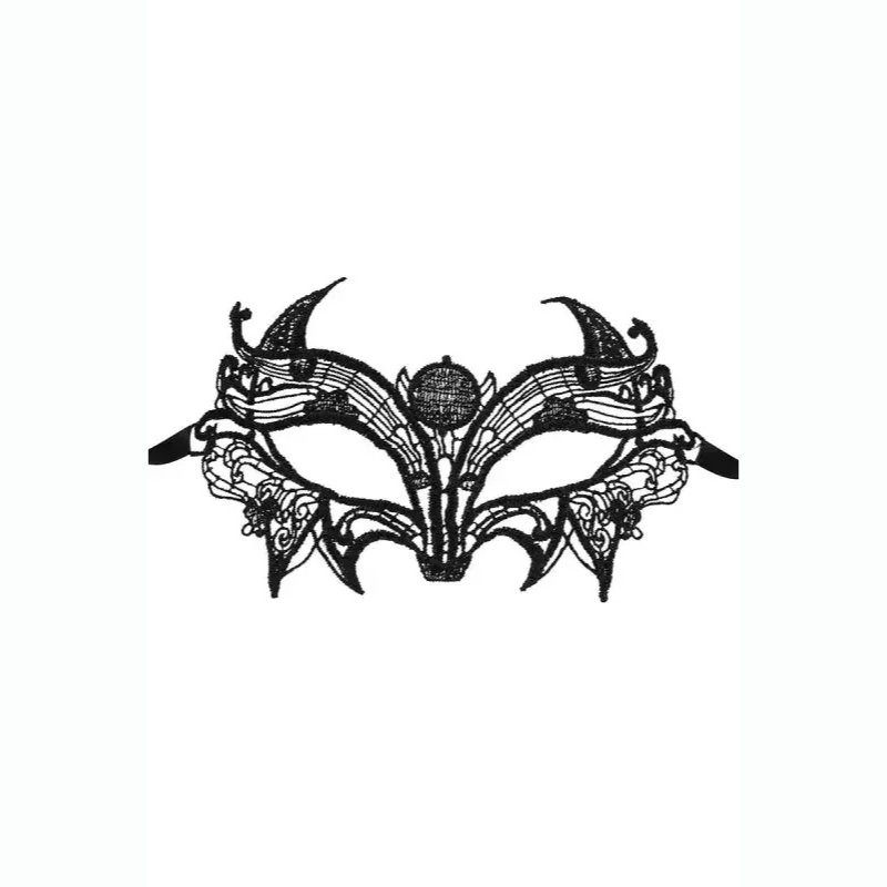 Masque sexy Loup noir Astre en dentelle brodée, parfait pour soirées spéciales et déguisements sexy.