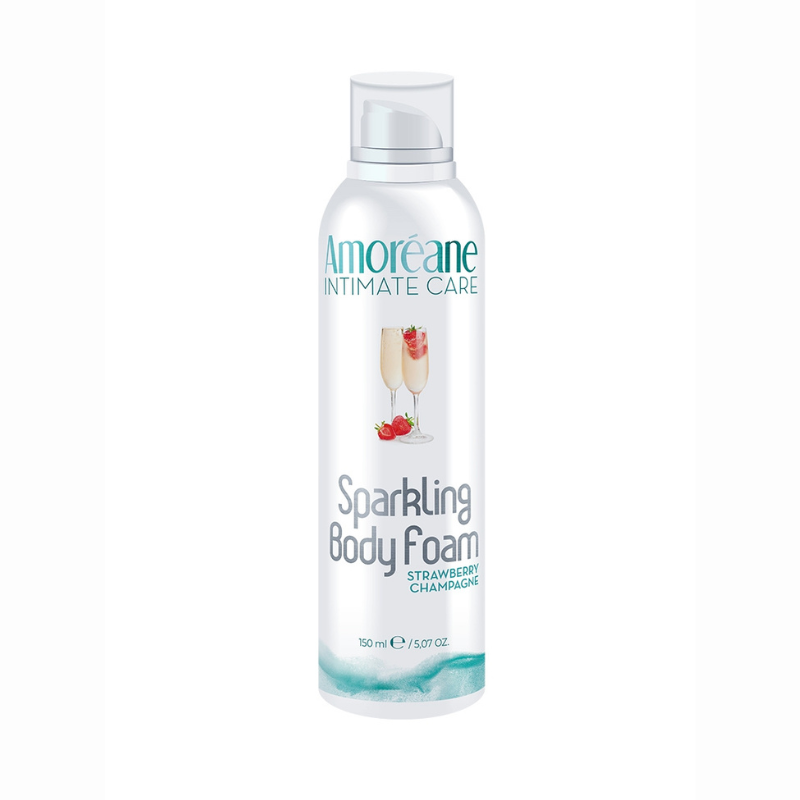 Mousse massage crépitante érotique Amoréane vin pétillant fraise — flacon doseur 150ml
