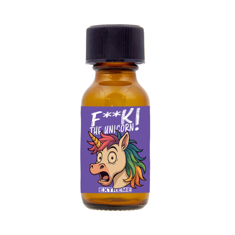 Le Poppers F**k the Unicorn Extreme 25 ml est un arôme d’ambiance pour adultes qui se distingue par sa formule hybride à très forte concentration